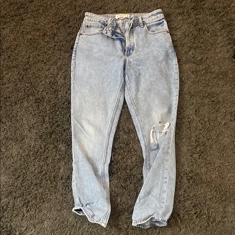 Abercrombie & Fitch Blue Boyfriend Jeans High-Waisted Distressed